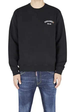 Dsquared2 Sweatshirts & Hoodies, Heren, Zwart, M, Katoen, Zwarte Katoenen Logo Relief Sweater