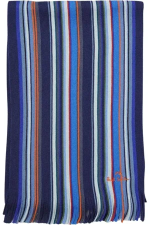 Paul Smith Accessoires, Heren, Blauw, ONE Size, Wol, Gestreepte wollen sjaal in blauw