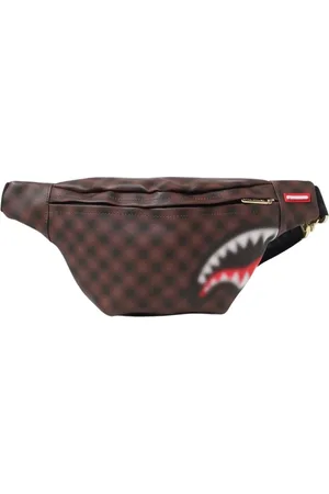 Sprayground Tassen, Heren, Bruin, ONE Size, Leer, Kleurrijke Shark Mouth Waist Pack