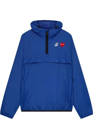 Comme des Garçons Jassen, Heren, Blauw, S, Nylon, Blauwe Half Zip Jas Waterbestendig