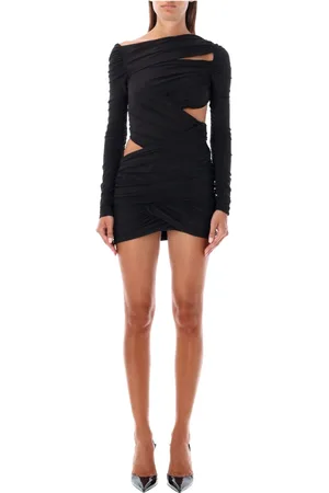 The Attico Kleedjes, Dames, Zwart, S, Zwarte Cut Out Drap Mini Jurk