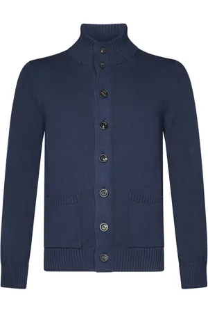 Malo Truien, Heren, Blauw, 2Xl, Katoen, Blauwe Gebreide Bomberjack Verhoog Stijl