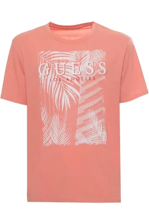 Guess Tops, Heren, Roze, S, Katoen, Gestreept Katoenen T-shirt met Logo