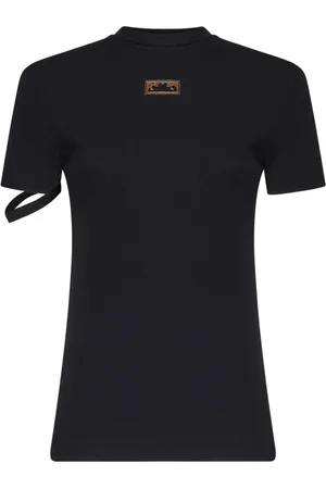 OTTOLINGER Tops, Dames, Zwart, S, Katoen, Zwart Geribbeld T-shirt met Logo