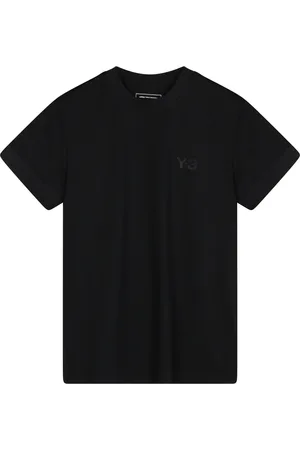 Y-3 Tops, Dames, Zwart, M, Katoen, Zwarte T-shirt met korte mouwen, Regular Fit