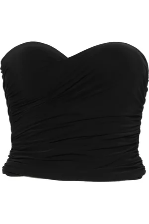 Amazuìn Tops, Dames, Zwart, ONE Size, Zwart Gedrapeerd Bustier Top Ss 25