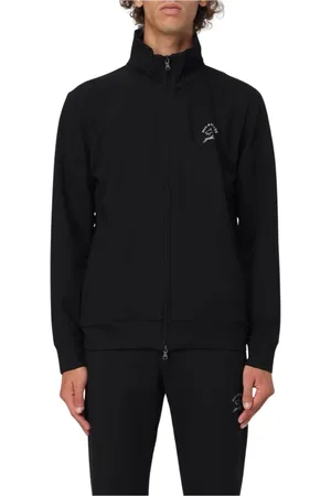 Paul & Shark Sweatshirts & Hoodies, Heren, Zwart, M, Katoen, Zwarte Zip-Up Trainingspak Jas Hoge Hals