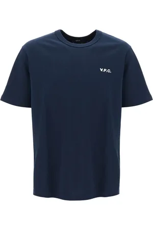 A.P.C. Tops, Heren, Blauw, XL, Katoen, Flocked Logo T-Shirt Boxy Fit