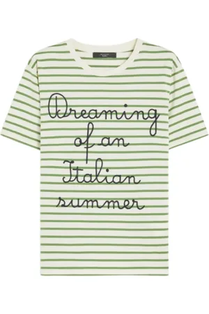 Max Mara Tops, Dames, Groen, L, Katoen, Gestreept Olga Katoenen T-shirt