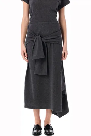 OUR LEGACY Rokken, Dames, Grijs, S, Katoen, Grijze Melange Sash Midi Rok