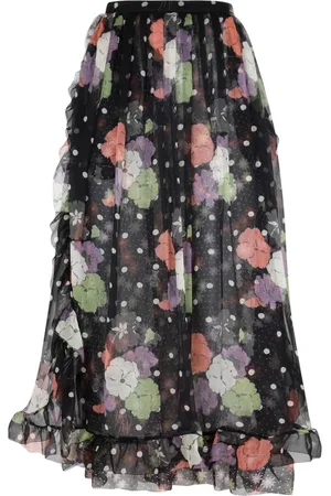 Etro Rokken, Dames, Zwart, S, Zwarte zijden rok met stippen