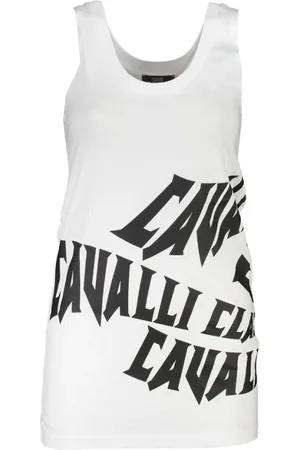 Roberto Cavalli Tops, Dames, Wit, XS, Katoen, Wit Katoenen Tanktop voor Vrouwen