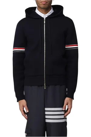 Thom Browne Sweatshirts & Hoodies, Heren, Zwart, 2Xl, Katoen, Navy Zip Up Katoenen Sweater