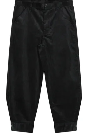 Comme des Garçons Broeken, Heren, Zwart, S, Katoen, Zwarte Corduroy Broek met knoopsluiting