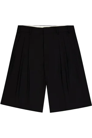LANEUS Korte broeken, Heren, Zwart, M, Wol, Zwarte Bermuda Shorts van Wollen Blend