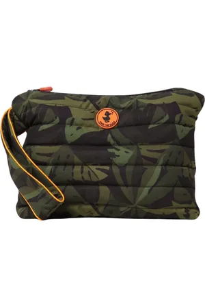 save the duck Tassen, Heren, Groen, ONE Size, Polyester, Cosmeticatas met Tropisch Blad Groen