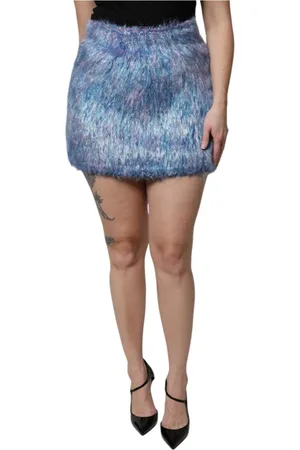 Dolce & Gabbana Rokken, Dames, Veelkleurig, M, Wol, Pluizige Minirok met Ritssluiting