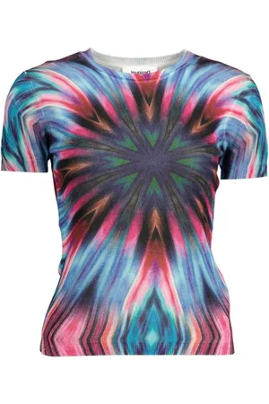 Desigual Tops, Dames, Veelkleurig, XL, Blauwe Viscose Dames Trui