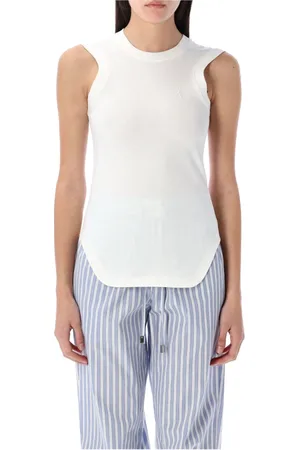 The Attico Tops, Dames, Wit, M, Katoen, Witte Geribbelde Tanktop Ss 25