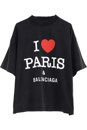 Balenciaga Tops, Dames, Zwart, M, Zwart Logo Print Crew Neck T-shirt