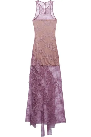 ANIYE BY Kleedjes, Dames, Roze, M, Paarse Bloemen Kant Jurk