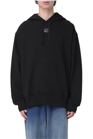 Diesel Sweatshirts & Hoodies, Heren, Zwart, M, Katoen, Hoodie met Metalen Logo Detail