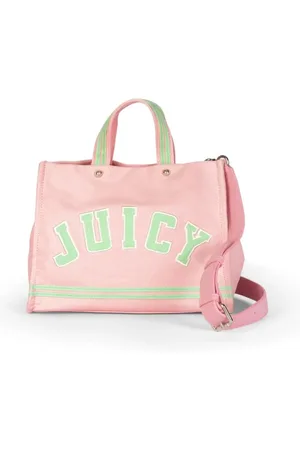 Juicy Couture Tassen, Dames, Roze, ONE Size, Katoen, Iris Patch Canvas M. Shop Katoen/ PU Sappig Roze/Zomer Groen