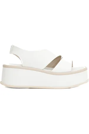 Patrizia Bonfanti Schoenen, Dames, Wit, 40 EU, Witte Leren Sleehak Sandalen Ss 25