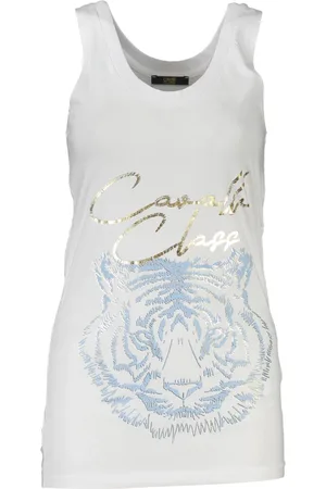 Roberto Cavalli Tops, Dames, Wit, XL, Witte Dames Tanktop Brede Schouders