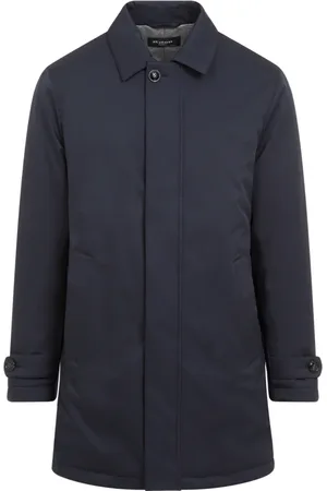Kiton Mantels, Heren, Blauw, M, Polyester, Blauwe Klassieke Jas