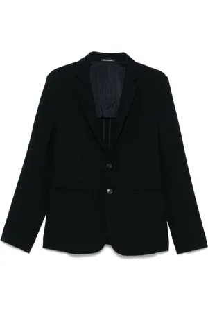 Emporio Armani Jassen, Heren, Blauw, XL, Blauwe Capsule Jas met Knoopsluiting