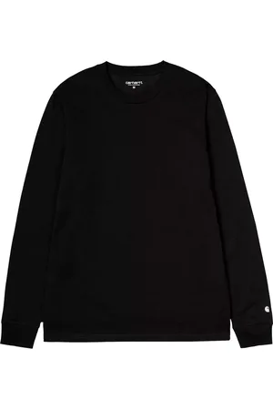 Carhartt Tops, Heren, Zwart, S, Katoen, Zwarte katoenen T-shirt met lange mouwen