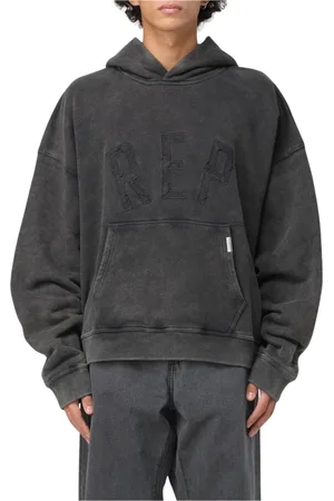 Represent Sweatshirts & Hoodies, Heren, Zwart, L, Katoen, Vintage Zwarte Geborduurde Hoodie