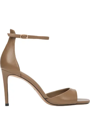 Estro Schoenen, Dames, Bruin, 39 EU, Leer, Dames Elegante Bruine Hoge Hakken Sandalen gemaakt van Echt Leer