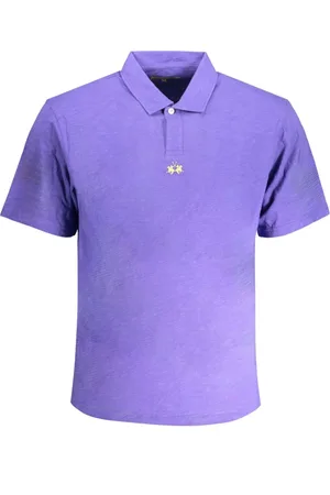 La Martina Tops, Heren, Paars, 3Xl, Paarse Polo Shirt met Korte Mouwen Geborduurd Logo