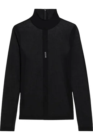 Helmut Lang Tops, Dames, Zwart, S, Katoen, Zwarte coltrui met lange mouwen