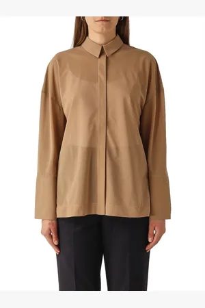 Max Mara Blouses & Shirts, Dames, Bruin, S, Katoen, Casual-Chic Oversized Shirt met Klassieke Kraag