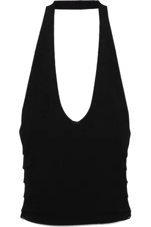 AYA MUSE Tops, Dames, Zwart, M, Zwarte Gebreide Haltertop