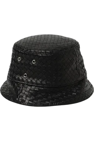 Bottega Veneta Accessoires, Heren, Zwart, S, Leer, Zwarte Leren Bucket Hat