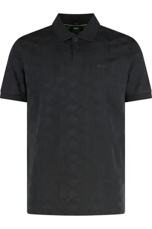 HUGO BOSS Tops, Heren, Zwart, XS, Katoen, Geribbeld Katoenen Poloshirt