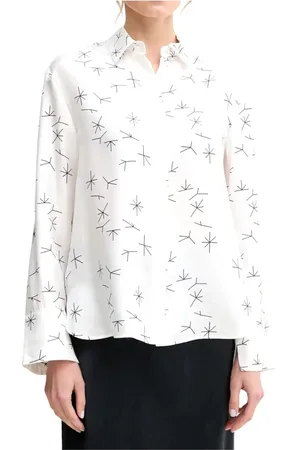 Max Mara Blouses & Shirts, Dames, Wit, L, Casual Chic Gestreepte Overhemd