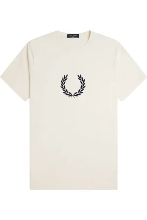Fred Perry Tops, Heren, , S, Katoen, Katoenen Ronde Hals Geborduurd Logo T-Shirt