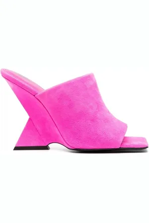 The Attico Schoenen, Dames, Roze, 36 EU, Leer, Fuchsia Square-Toe Mules
