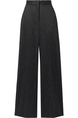 Max Mara Broeken, Dames, Zwart, XL, Rechte pijp gestreepte broek