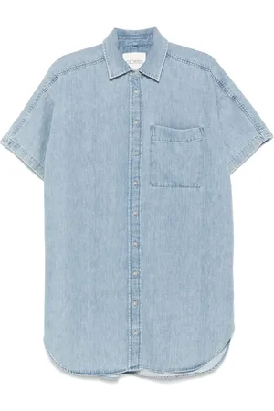 Closed Blouses & Shirts, Dames, Blauw, M, Lichtblauwe Overhemdjurk