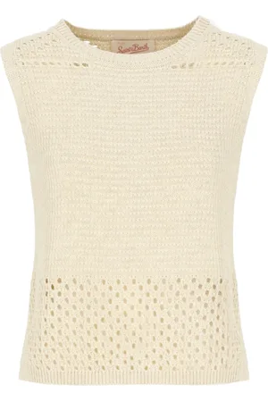 MC2 SAINT BARTH Tops, Dames, , S, Katoen, Gebreide Mouwloze Katoenen Top met Ventilatie