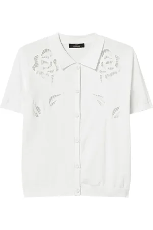 Twin-Set Blouses & Shirts, Dames, Wit, L, Witte Klassieke Kraag Shirt Broderie Anglaise