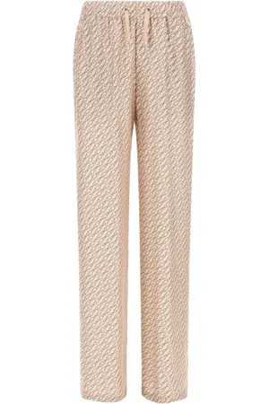 HERNO Broeken, Dames, Roze, S, Zijden Kamelbroek met Haakprint