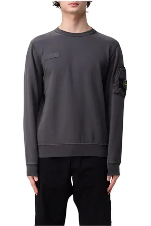 Stone Island Sweatshirts & Hoodies, Heren, Zwart, 3Xl, Katoen, Stijlvolle Crew Neck Sweatshirt in Salie