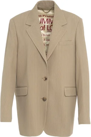 Golden Goose Jassen, Dames, Bruin, S, Bruine Gestreepte Oversized Blazer